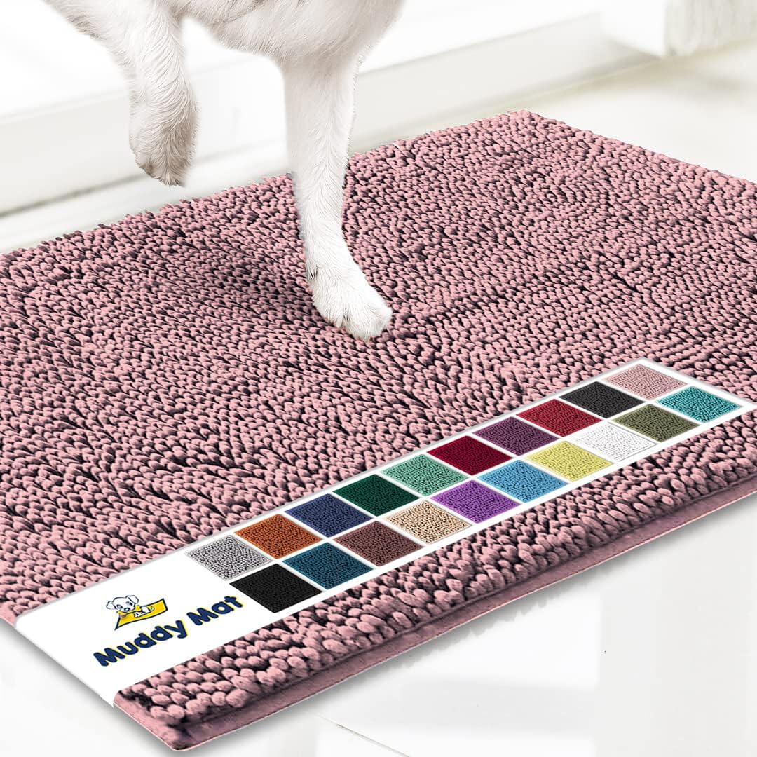 Muddy Mat® | Super Absorbent Door Mat Indoor, Microfiber Quick Dry Chenille Entryway Rug, Non-Slip Front Door Mat, Indoor Mats for Entryway, Machine Washable Pet Rug, Grey 30"x19"